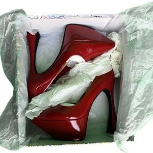 Jeffrey Campbell Siouxsie Red Patent Leather 7.5M Women's Shoes Heels Pumps